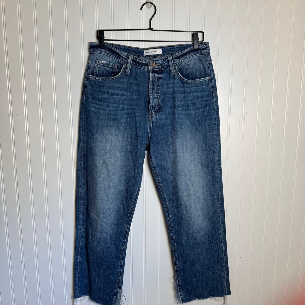 Flying Monkey Wide Leg High-Rise Button Fly Raw Hem Jeans Women’s Size 29